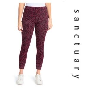 Red Leopard Print Skinny Ankle Jeans  { Sanctuary }